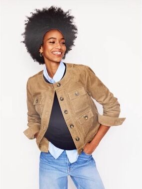 Boden Cropped Corduroy Utility Jacket in Tan